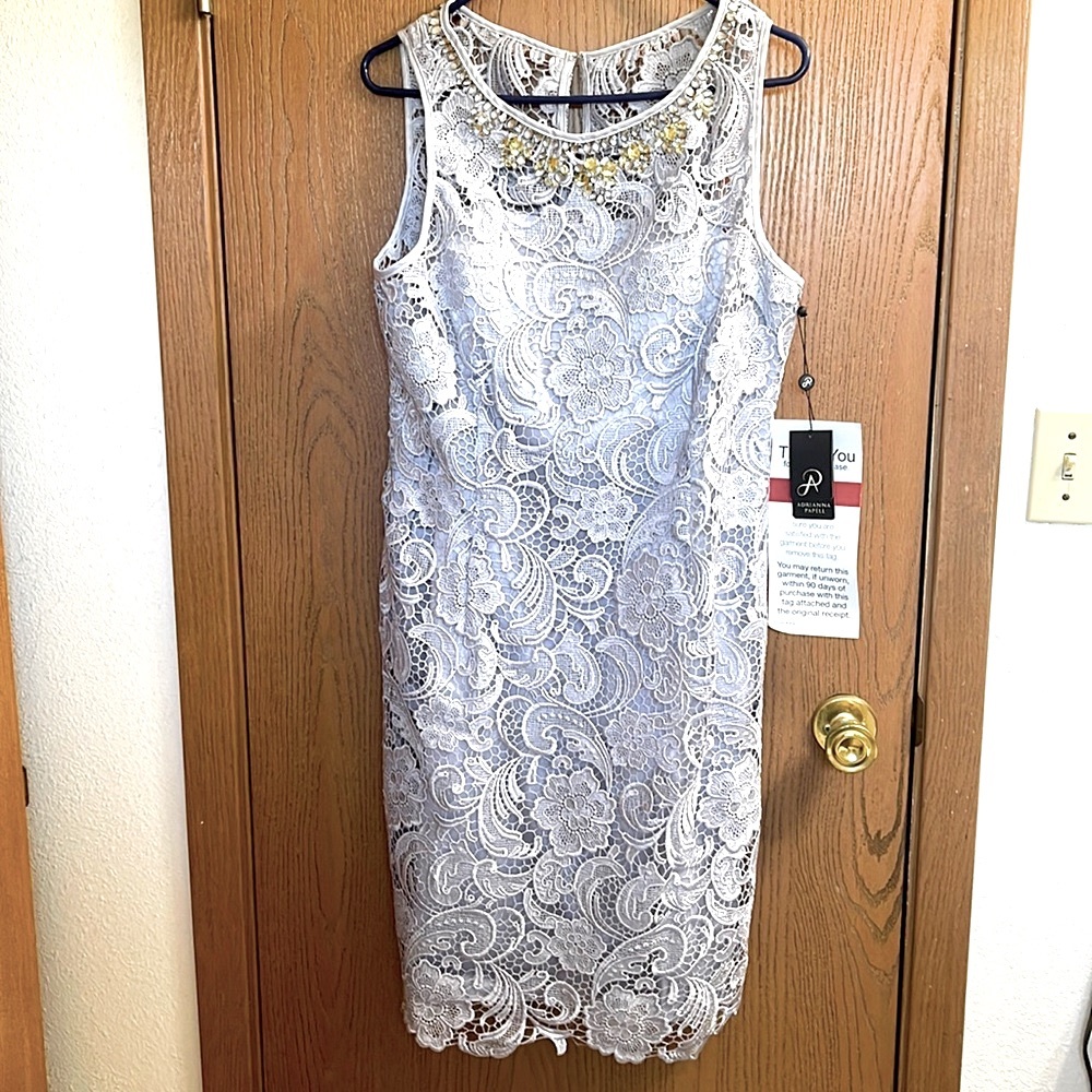 🛑SOLD 🛑 Adrianna Papell Sz 14 color Silvery Grey NWT NEVER WORN